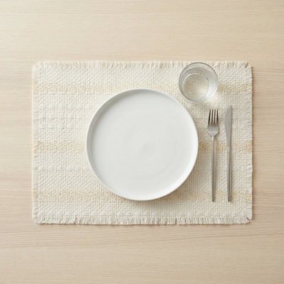 Cream Woven Fringe Placemat for Dining Table Decor